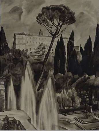 DECARIS Albert (1901-1988) - Vue de palais italien
