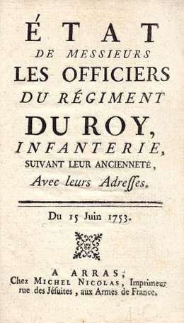 Militaria - ÉTAT DE MESSIEURS LES OFFICIERS DU 