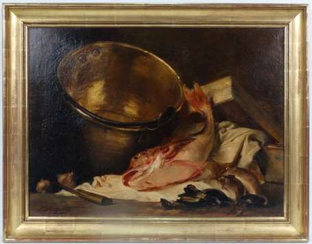 Miguez F XIXe- XXe S. Nature morte au rouget Huile