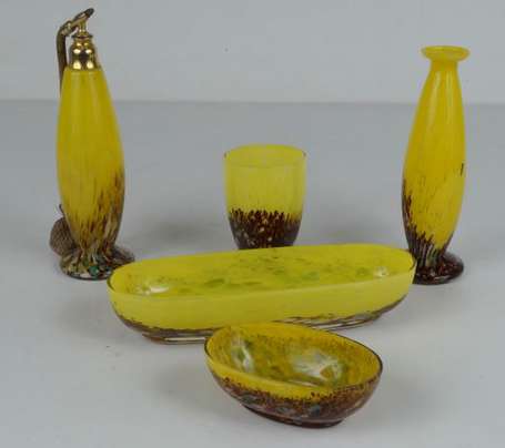 Garniture de toilette en verre marbré dégradé 