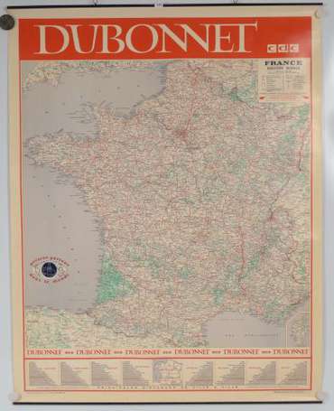 DUBONNET : 3 Cartes de France, Très bel état, 70 x