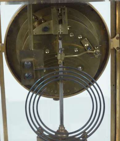 Pendule à cage de bronze balancier au mercure 