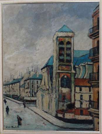 Maclet Elisée 1881-1962 Eglise parisienne Huile 