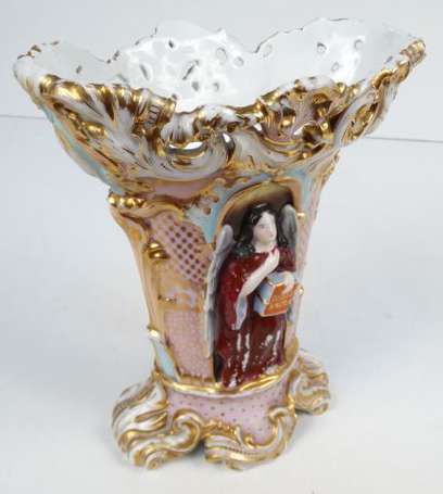Vase de mariée en porcelaine de Paris peinte orné 