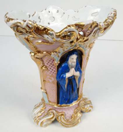 Vase de mariée en porcelaine de Paris peinte orné 