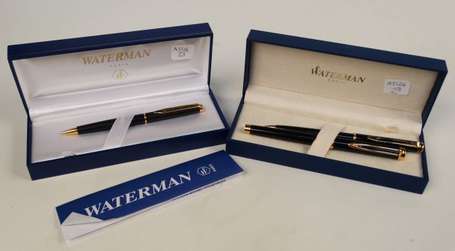 Lot de 3 stylos Waterman noirs, un stylo avec 
