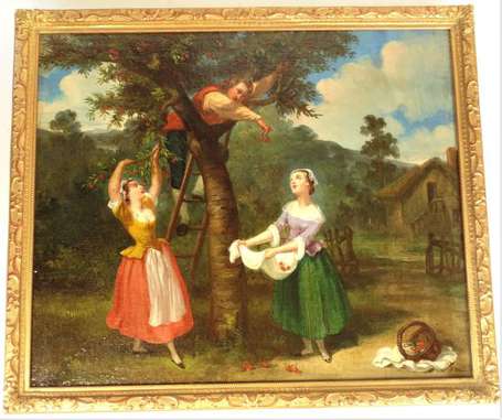 ADANE M. (XVIII-XIXe) - Récolte des cerises. Huile