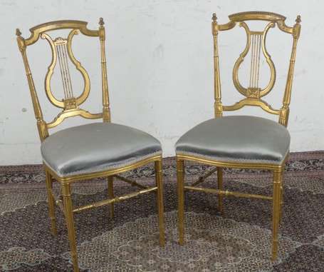 Paire de chaises de musicien en bois doré, le 