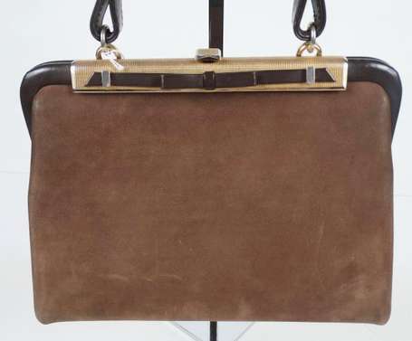 LOEWE - Sac à main vintage en nubuck marron, 