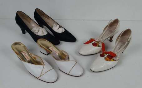 3 paires d'escarpins vintage en cuir blanc (P.36 