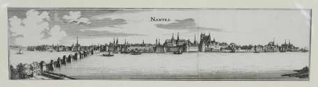 Vue panoramique de Nantes gravure sur cuivre