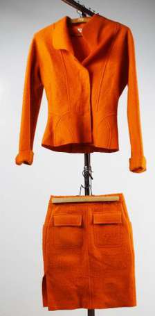 EMANUELLE KHANH - Tailleur en drap de laine orange