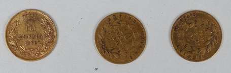 2 pièces 10 francs Napoléon III, 10 francs grecs 