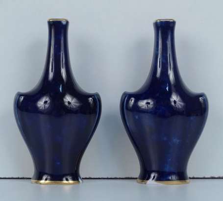 SEVRES 1904 - Paire de vases miniatures bleus - 