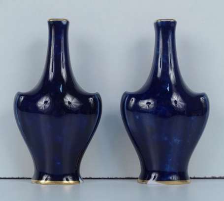 SEVRES 1904 - Paire de vases miniatures bleus - 