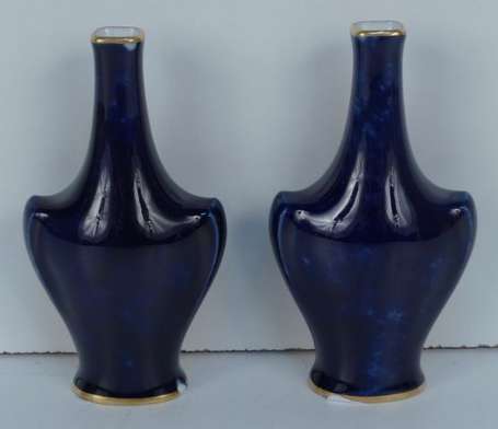 SEVRES 1904 - Paire de vases miniatures bleus - 