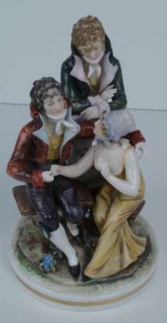 Capodimonte - Groupe en porcelaine polychrome, 2 