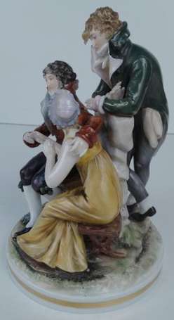 Capodimonte - Groupe en porcelaine polychrome, 2 