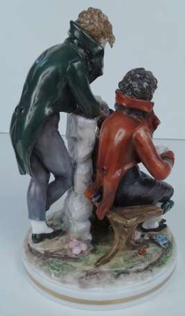 Capodimonte - Groupe en porcelaine polychrome, 2 