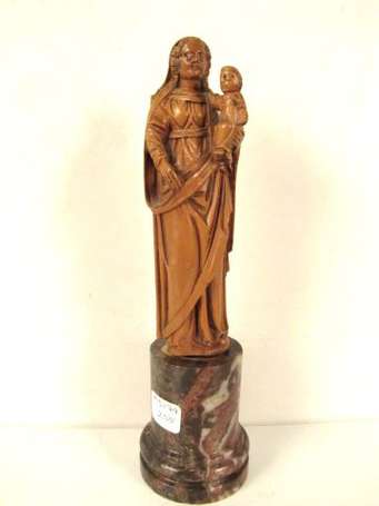 Statuette de Vierge à l'enfant. Bois de buis, 