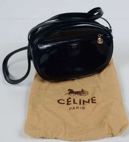 CELINE - Sac vintage porté épaule en cuir vernis 