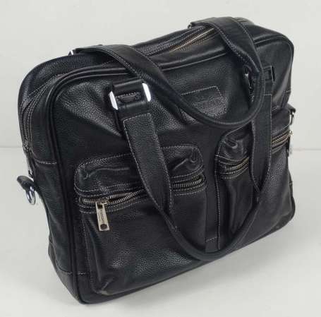 TORRENTE - Grand sac pour ordinateur en cuir noir 