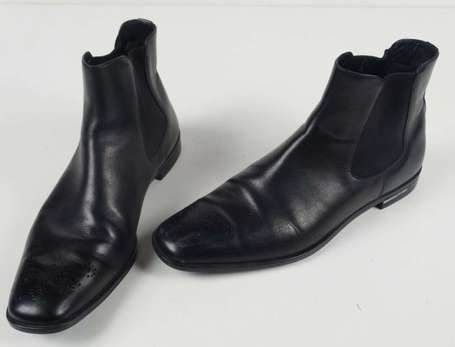 PRADA - Boots hommes en cuir noir T.42