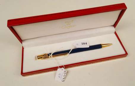 Cartier - Stylo bille bleu Must en plaqué or et 