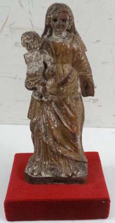 Vierge à l'enfant en bois doré et sculpté. France,