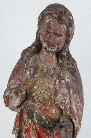 Saint Jean-Baptiste debout, sculpture en bois 