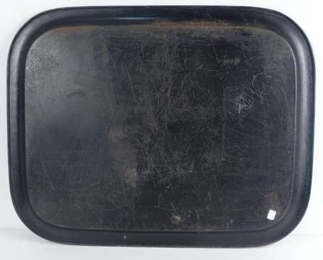 Grand plateau rectangulaire en tôle laquée noire 
