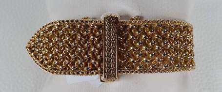 Bracelet en or jaune maille tressée forme boucle 