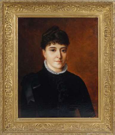 Wagner F. XIXe. Portrait de femme en buste. Huile 