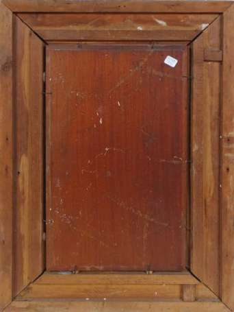 Ecole XIXe. Ménestrel. Huile sur panneau d'acajou,