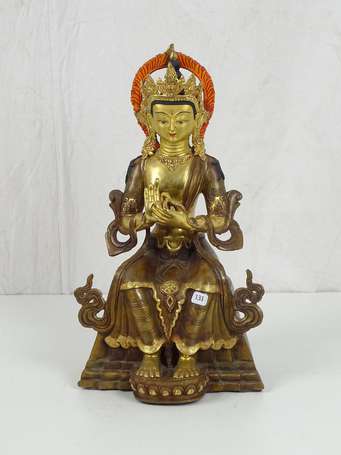 TIBET MAITREYA sujet en bronze moderne, H. 35,5 