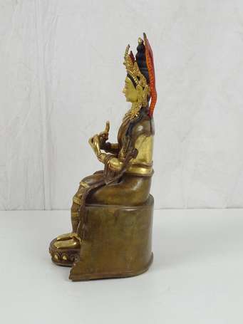 TIBET MAITREYA sujet en bronze moderne, H. 35,5 