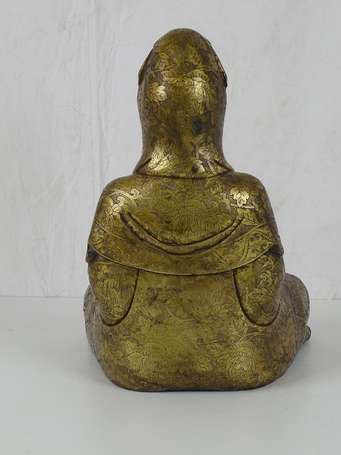 Bouddha en bronze signé sous la base XXème H. 41 