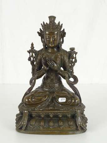 CHINE BODHISATTVA figure rare bronze  Moderne H. 