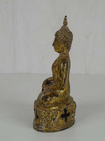 THAILANDE style SUKOTAI Bouddha en bronze assis en