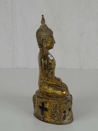 THAILANDE style SUKOTAI Bouddha en bronze assis en