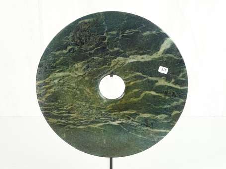 CHINE Disque BI en jade néphrite vert moderne D. 