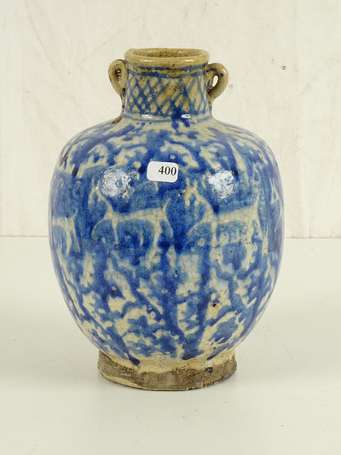 CHINE Vase couverte bleu de cobalte H. 20 cm 