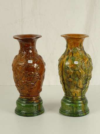CHINE style MING Paire de vases en céramique à 