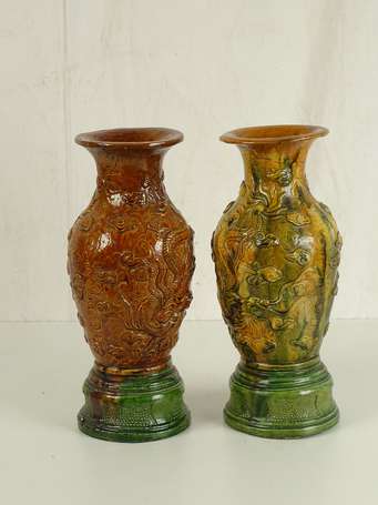 CHINE style MING Paire de vases en céramique à 