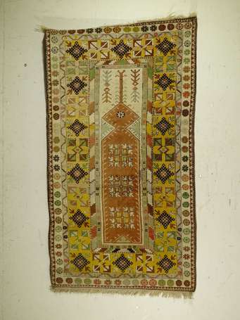 Tapis Mélas (chaîne, trame et velours en laine), 