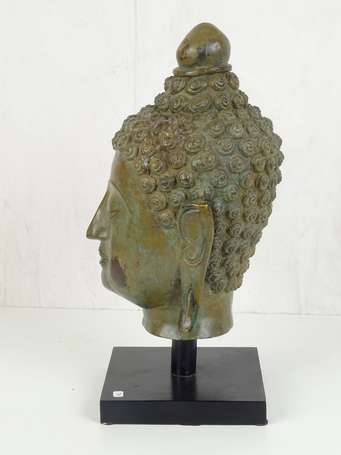 THAILANDE style LANNA Tête de bouddha en bronze, 