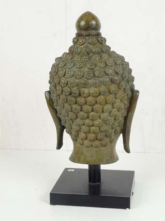 THAILANDE style LANNA Tête de bouddha en bronze, 