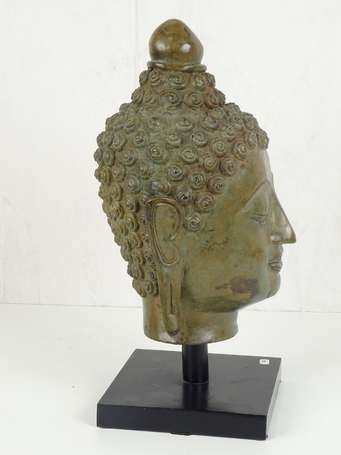 THAILANDE style LANNA Tête de bouddha en bronze, 