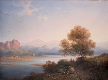Bossoli Carlo 1810-1864 Paysage avec un lac 