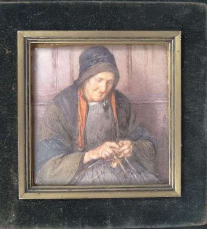 Renders Maurice 1877-1951 Bretonne tricotant 